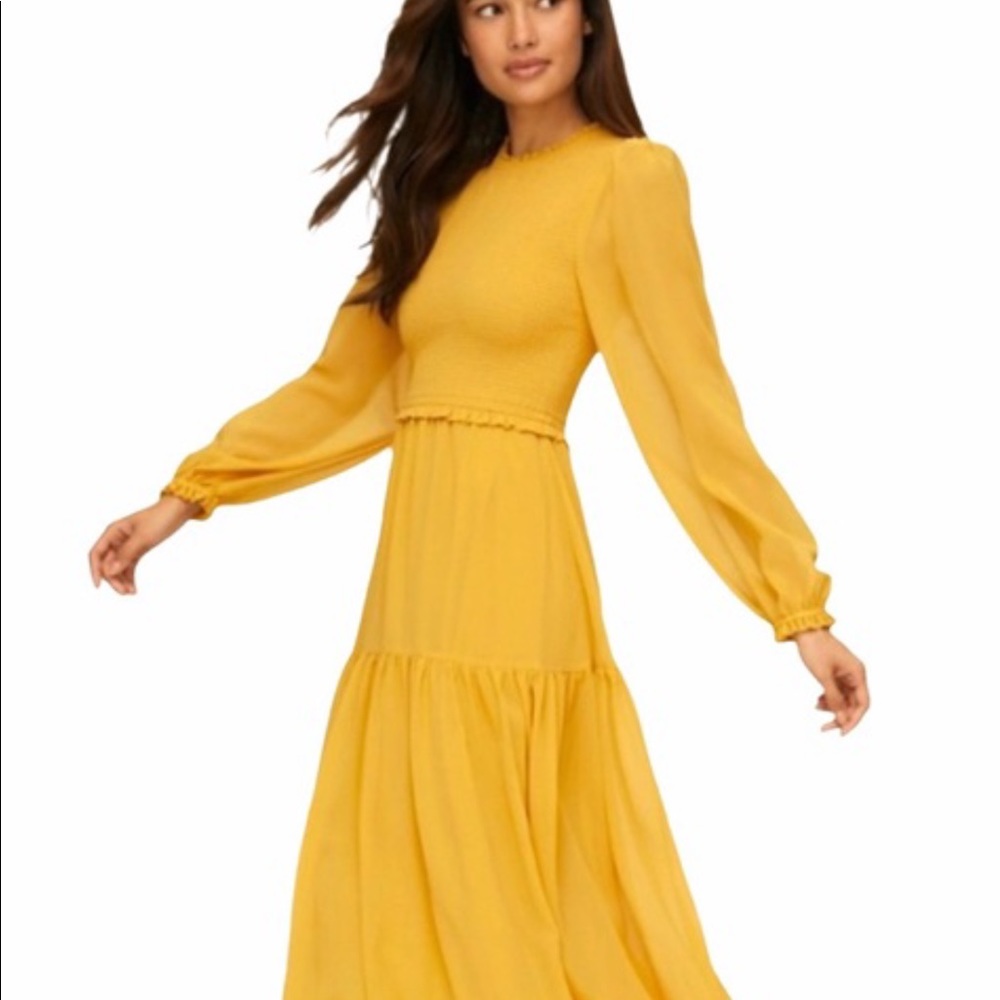 Aritzia Yellow Long Sleeve Dress